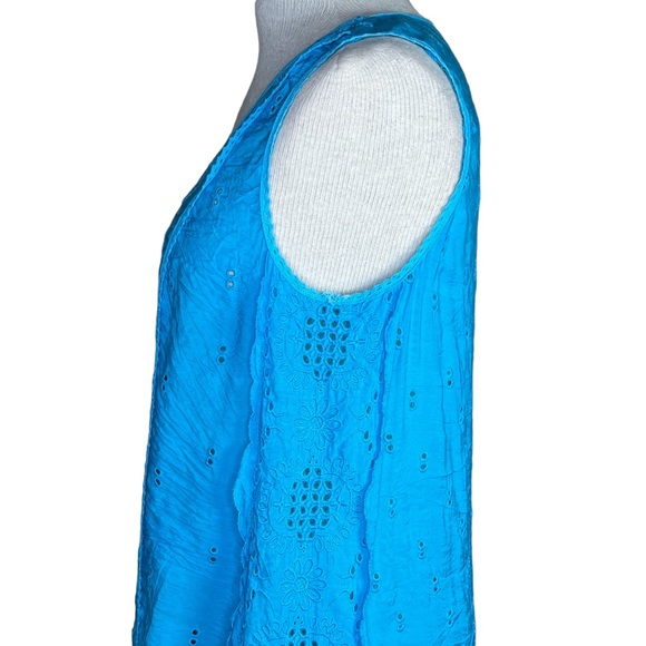 V Cristina Sleeveless Eyelet Bamboo Blend Tunic With Scalloped Hem Medium - Picture 10 of 15
